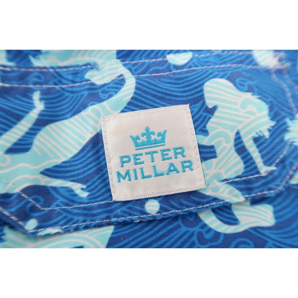 Peter‎ Millar Mens Small Blue Mermaids Drawstring Lined Swim Trunks Shorts